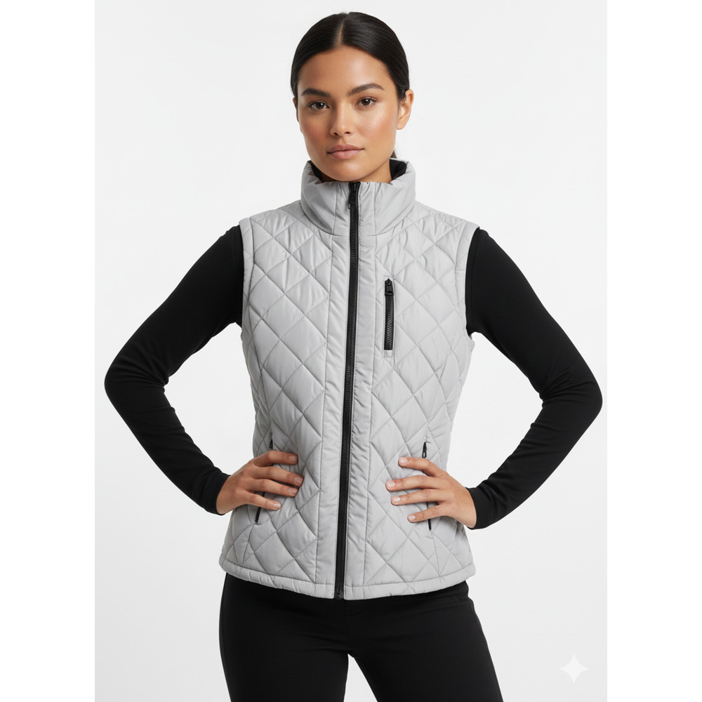 Andrew Marc Gray Quilted Zip Puffer Vest Women's Size XL NWT